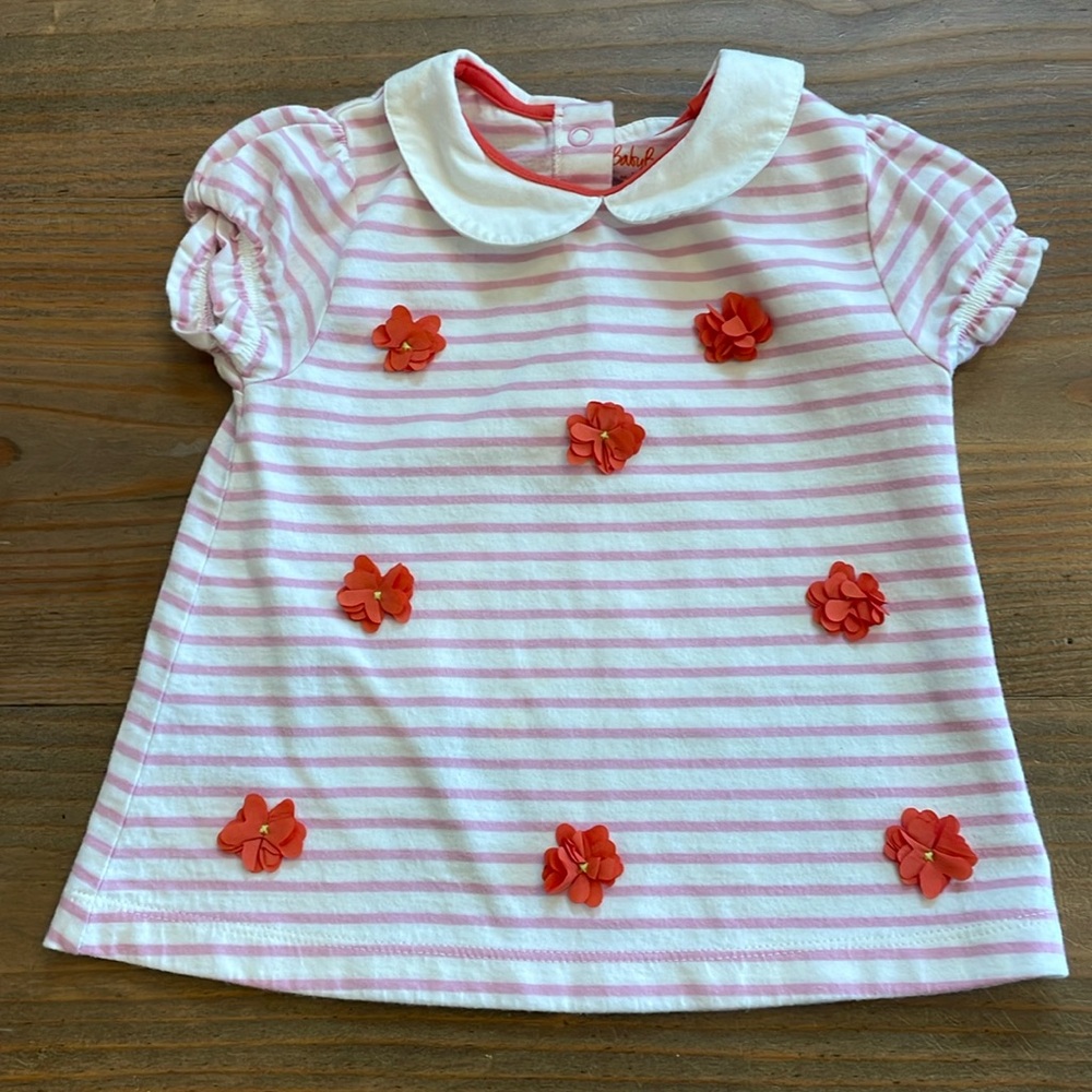 Baby Boden Pink Striped Shirt 18-24 mos, EUC